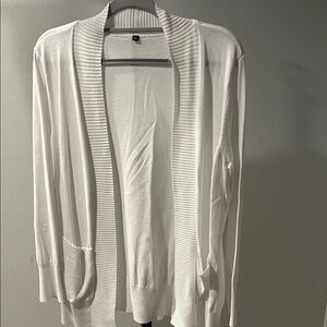 Classic White Open-Front Cardigan
